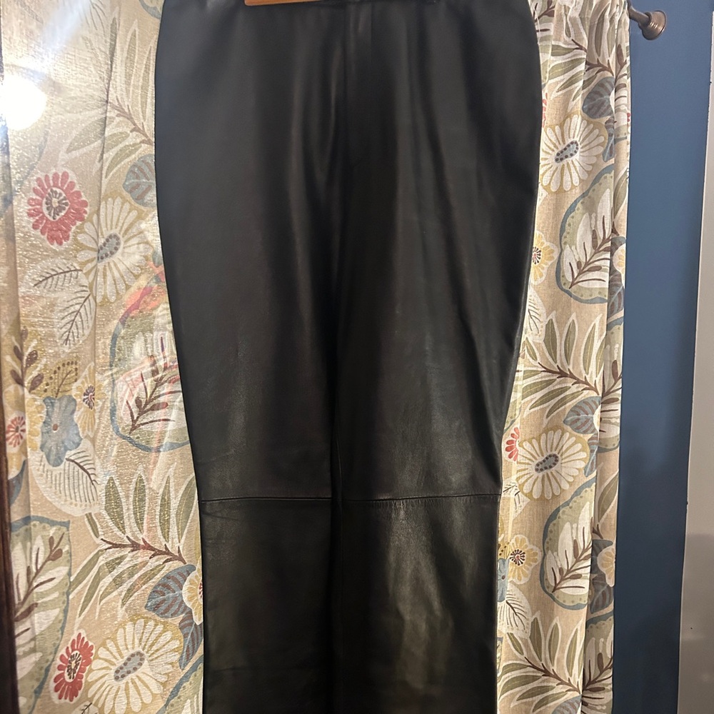 Genuine leather black pants